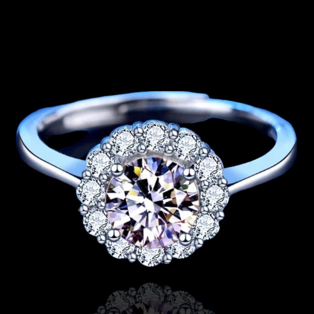 Certified 1ct. t.w. Diamond Engagement Ring 18k White Gold over Italy Silver - Picture 3 of 16